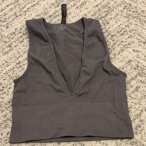 Urban Outfitters Charcoal V-Neck Crop Top